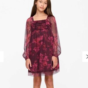 GAP Girls Tulle Maroon Flower Dress Size 6-7 Small